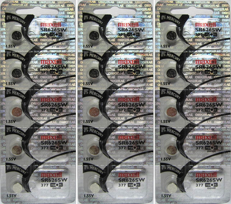 15 Maxell SR626SW 377 Silver Oxide Watch Batteries, New hologram packaging that guarantees authenticity 5 Count (Pack of 3) - LeoForward Australia