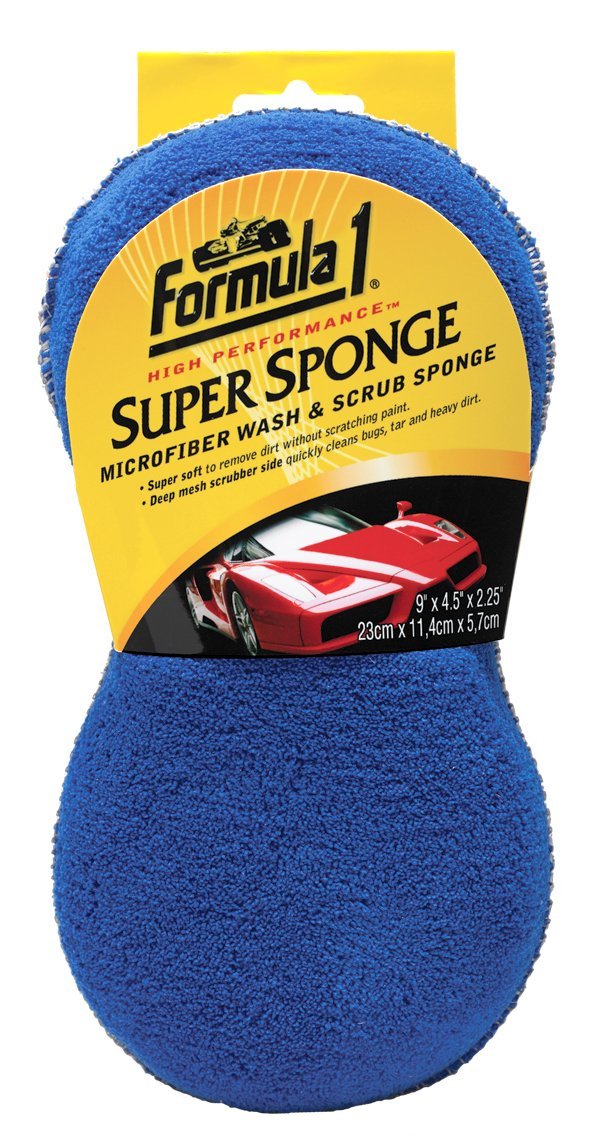  [AUSTRALIA] - Formula 1 Super Sponge - Two-Sided Microfiber Wash & Scrub Sponge - 9" x 4.5" x 2.25"