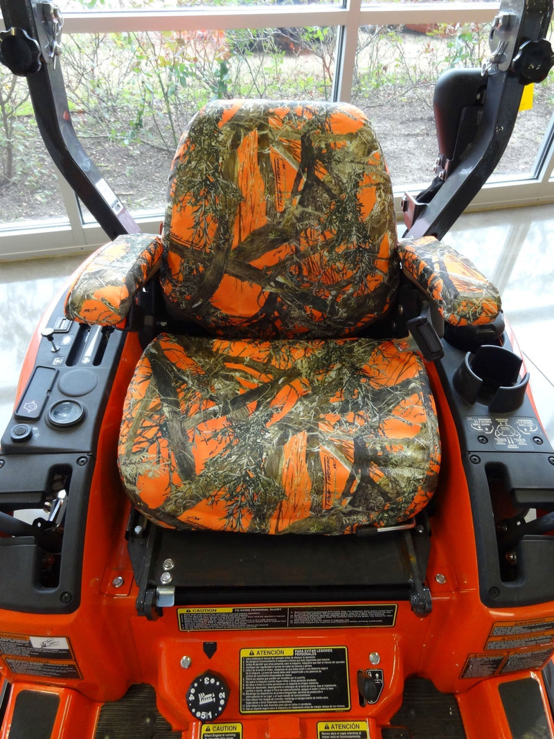  [AUSTRALIA] - Durafit Seat Covers, KU08 MC2 Orange Exact FIT SEAT Cover for KUBOTA MOWERS. ZD321, ZD323, ZD326, ZD331, ZG327 in Orange Camo Endura