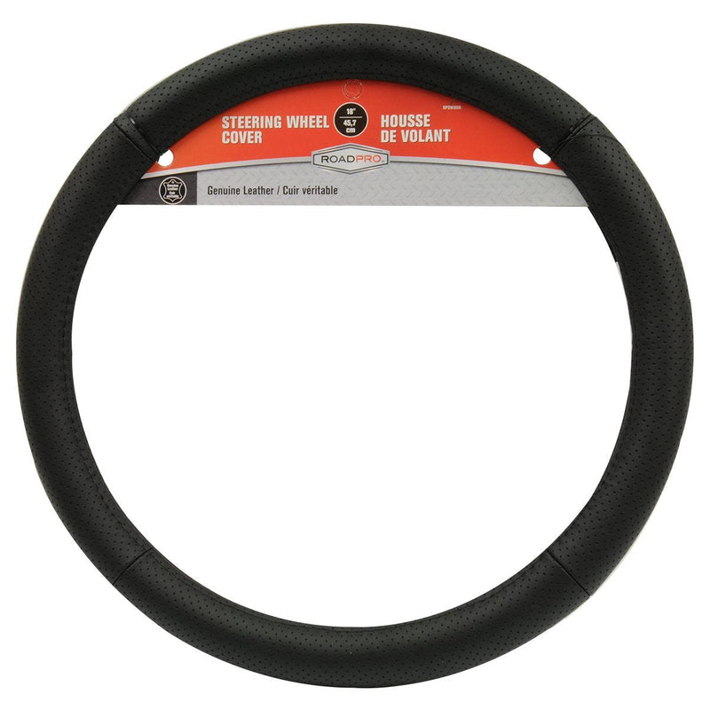  [AUSTRALIA] - RoadPro RPSW3006 Black 18" Genuine Leather Steering Wheel Cover