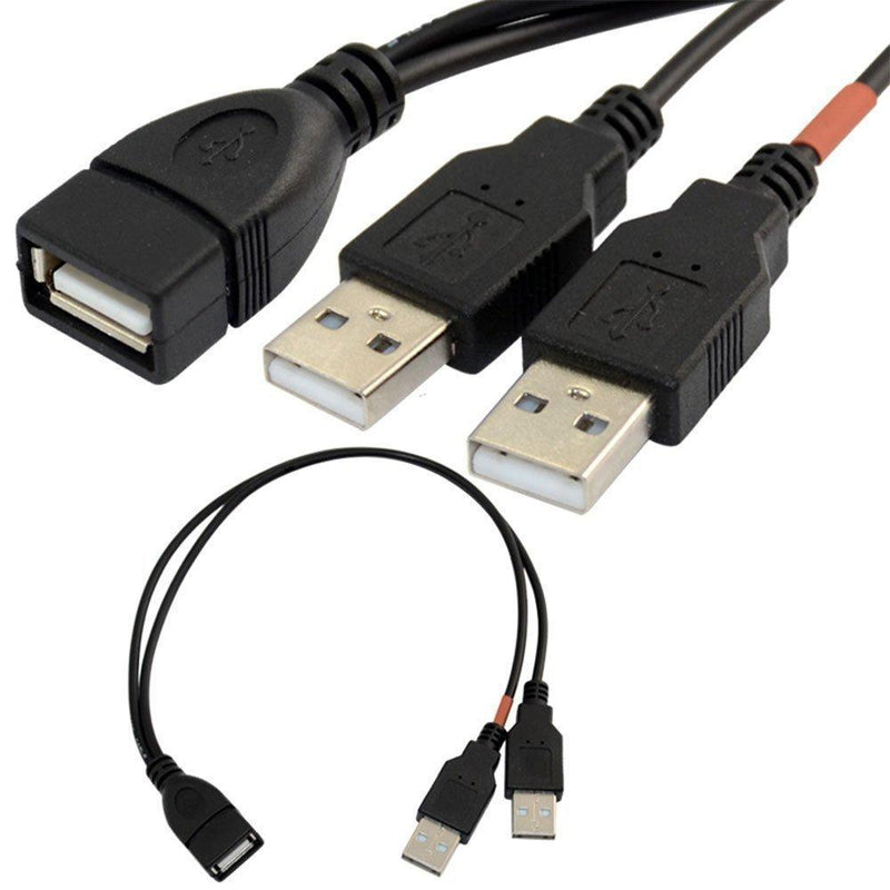 HIGHROCK 30cm USB 2.0 a Power Enhancer Y 1 Female to 2 Male Data Charge Cable Extension Cord(1pc) - LeoForward Australia