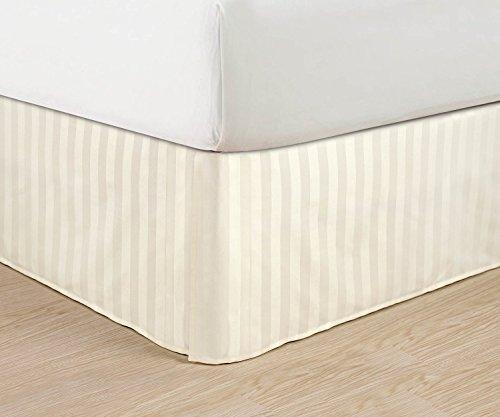  [AUSTRALIA] - Wrinkle Free - Egyptian Quality Stripe Bed Skirt - Pleated Tailored 14" Drop and Colors, California King, Ivory