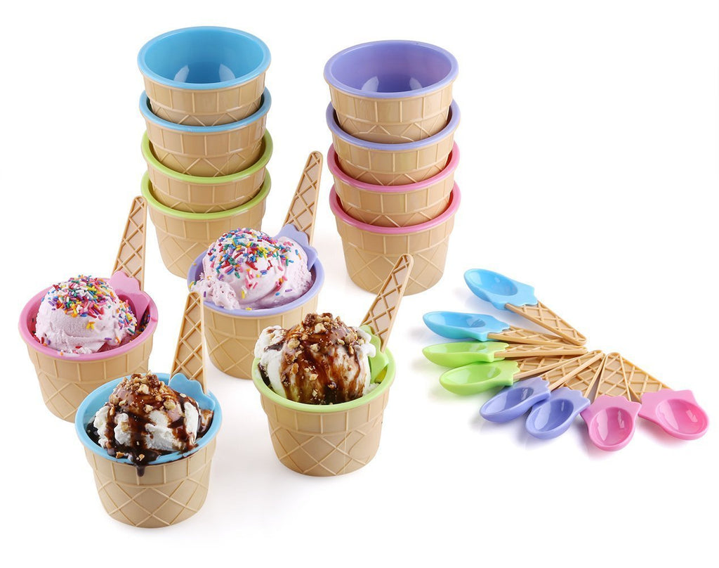  [AUSTRALIA] - Greenco Vibrant Colors Ice Cream Dessert Bowls and Spoons (Set of 12) Assorted