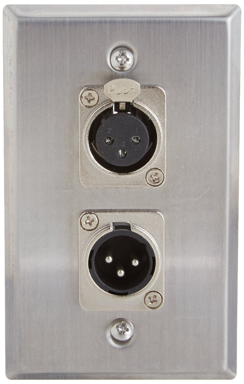  [AUSTRALIA] - Seismic Audio Speakers Dual XLR Male and Female Connectors, Stainless Steel Wall Plate