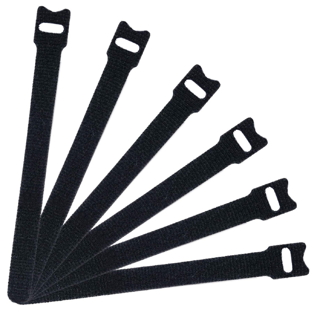  [AUSTRALIA] - Attmu 50 PCS Reusable Fastening Cable Ties, Microfiber Cloth 6-Inch Hook and Loop Cord Ties, Black Black Cable Ties