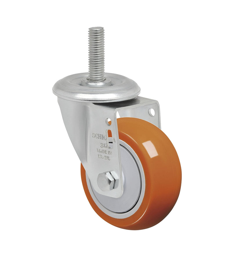 Schioppa L12 Series, GLEIH 312 UPE, 3 x 1-1/4" Swivel Caster, Non-Marking Polyurethane Precision Ball Bearing Wheel, 175 lbs, 1/2" Diameter x 2" Length Threaded Stem - LeoForward Australia