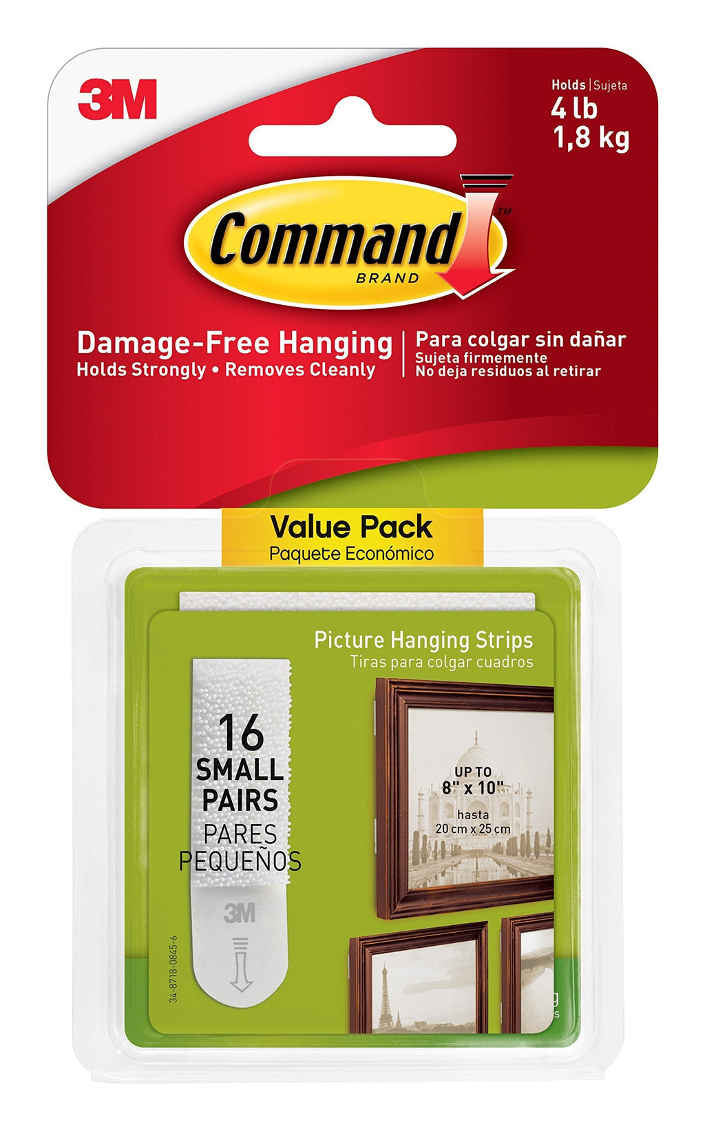  [AUSTRALIA] - Command 17205-16ES 3M Small Picture Hanging Strips Create Gallery Walls, Strong and Versatile, 16 Pairs, White