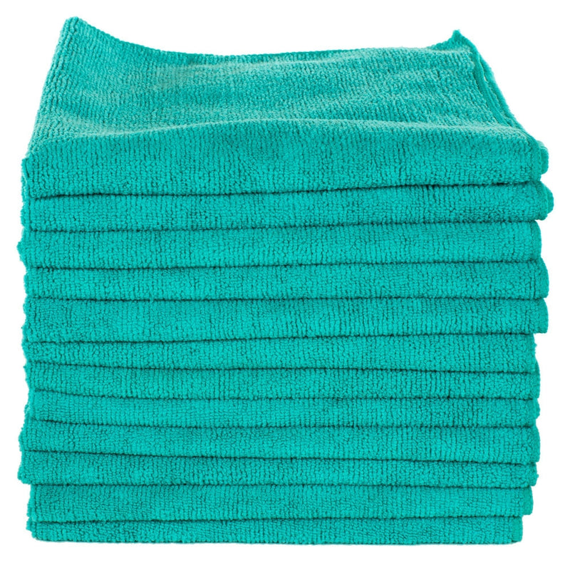  [AUSTRALIA] - Real Clean 16x16 300GSM Premium Green Microfiber Towels (Pack of 12)