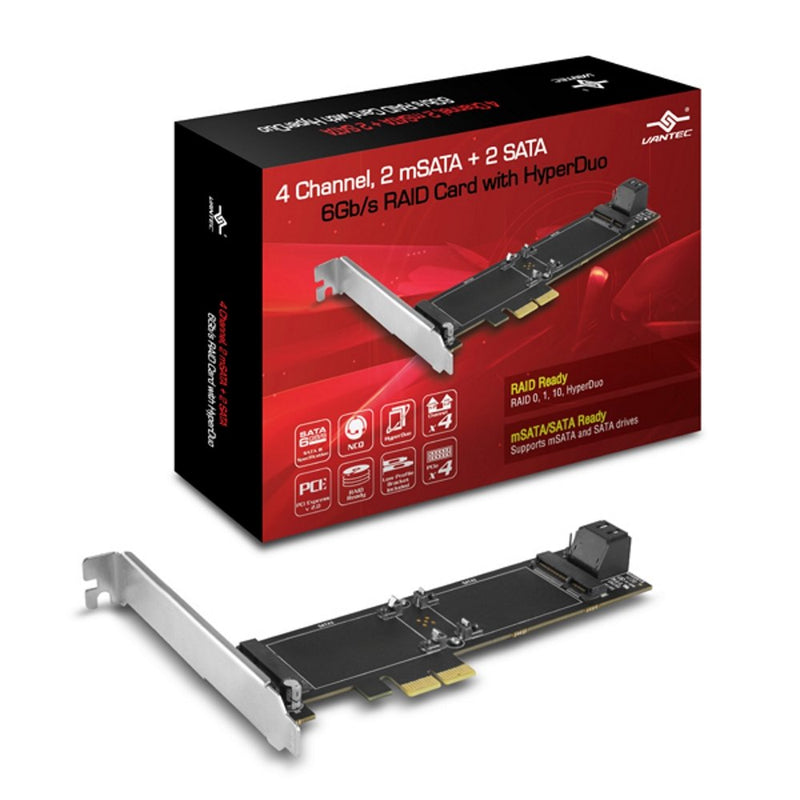  [AUSTRALIA] - Vantec 4 Channel, 2 mSATA, 2 SATA 6Gb/s PCIe RAID Card with HyperDuo UGT-MST644R 4 Channel, 4-Port(RAID), PCIe, mSATA