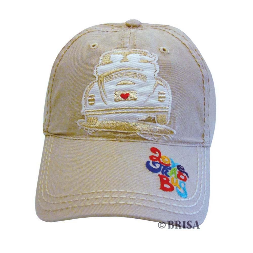 BRISA VW Collection - Volkswagen Samba Bus T1 Camper Van Adjustable Baseball Cap, Hat Beetle/Beige One Size - LeoForward Australia