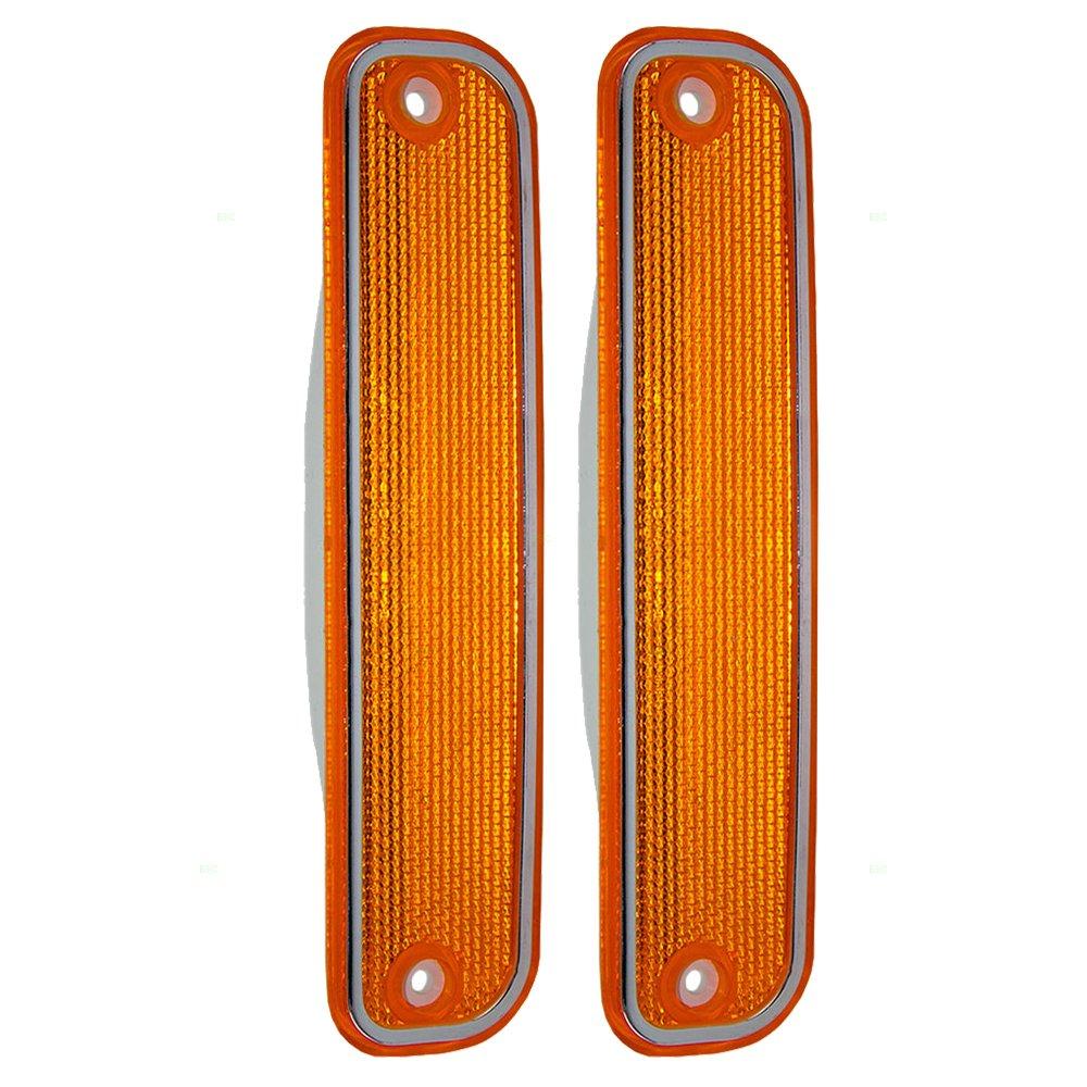  [AUSTRALIA] - Aftermarket Replacement Driver and Passenger Set Front Signal Side Marker Lights with Chrome Trim Compatible with 1973-1980 C/K Pickup Truck Suburban Blazer Jimmy 6270434