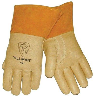  [AUSTRALIA] - Tillman Medium Brown Top Grain Pigskin Cotton/Foam Lined Premium Grade MIG Welders Gloves With Straight Thumb, 4" Cuff And Kevlar Lock Stitching