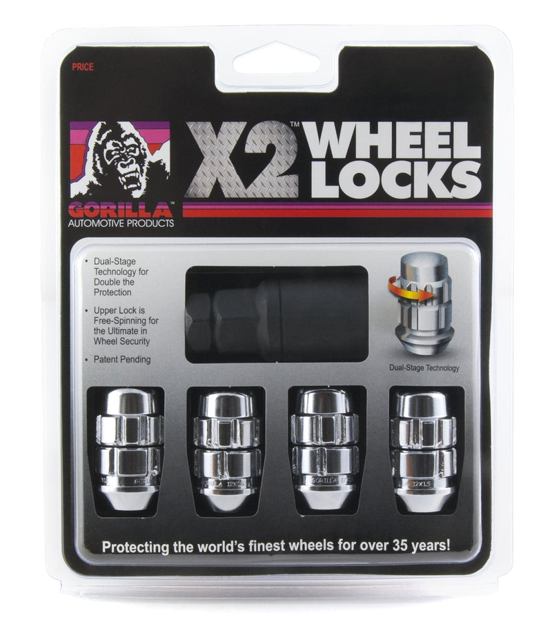 Gorilla Automotive (71641X) 14mm x 1.50 Thread Size Acorn Chrome X2 Wheel Lock, (Pack of 4) - LeoForward Australia