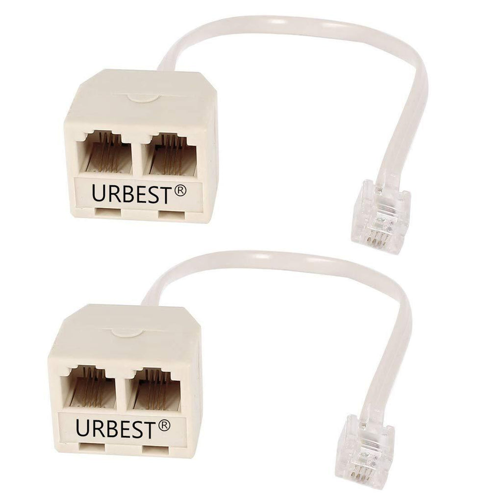 URBEST 2 pcs rj11 male to female two way telephone splitter converter cable - LeoForward Australia