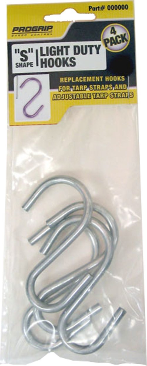  [AUSTRALIA] - PROGRIP 710040 Replacement S Hooks for Adjustable and Standard Natural Rubber Tarp Straps (Pack of 4)