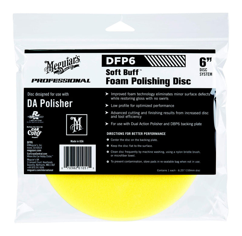  [AUSTRALIA] - Meguiar’s 6" DA Foam Polishing Disc – Dual Action Polishing Pad Enhances High Gloss – DFP6