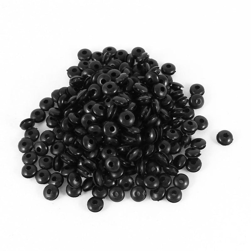  [AUSTRALIA] - uxcell a14061800ux0639 300pcs Black Rubber Wiring Grommets Ring Cable Protector 3 mm x 8mm (Pack of 300)