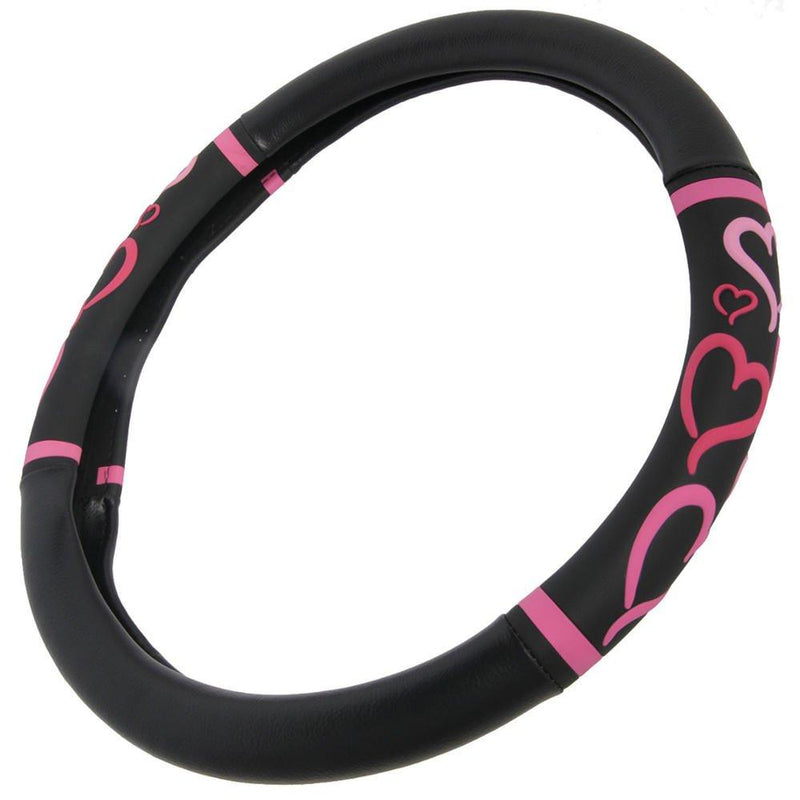  [AUSTRALIA] - BDK Universal Fit Universal Love Story Steering Wheel Cover - Rubber (Love Story Pink) Love Story Pink