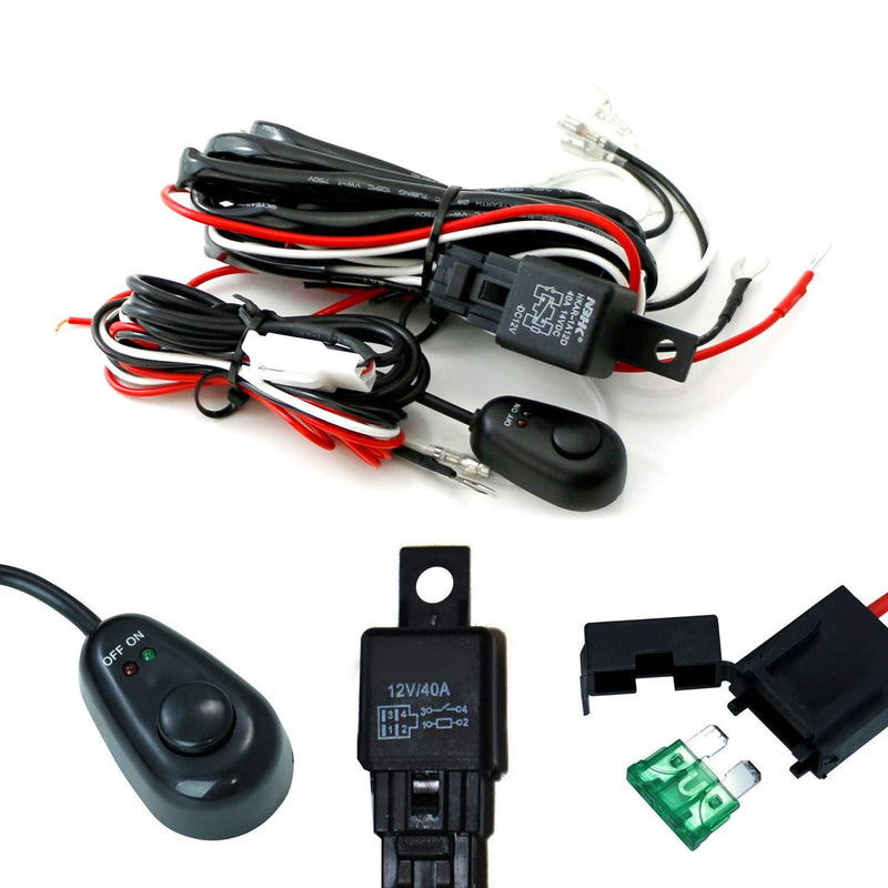  [AUSTRALIA] - iJDMTOY (1) Universal Fit Relay Harness Wire Kit with LED Light ON/OFF Switch Compatible With Fog Lights, Driving Lights, Xenon Headlight Lighting Kit or LED Work Light, etc