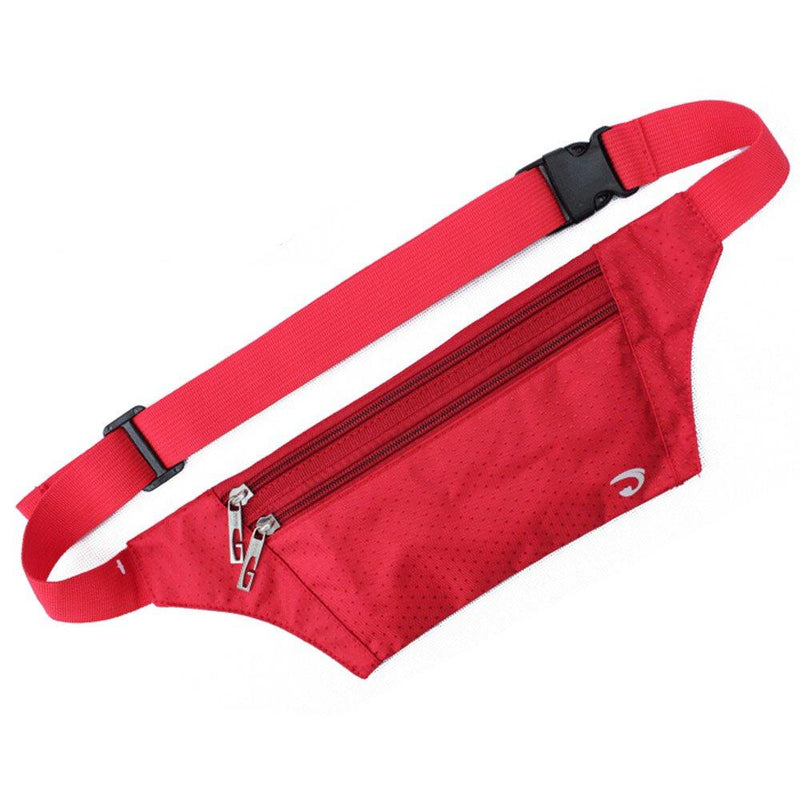 NAOKI LOVE Waist Pack Bag Ultrathin Hide Purse Outdoor Sports Jogging Travel Runner Belt with Credit Card Protector Slots Red - LeoForward Australia