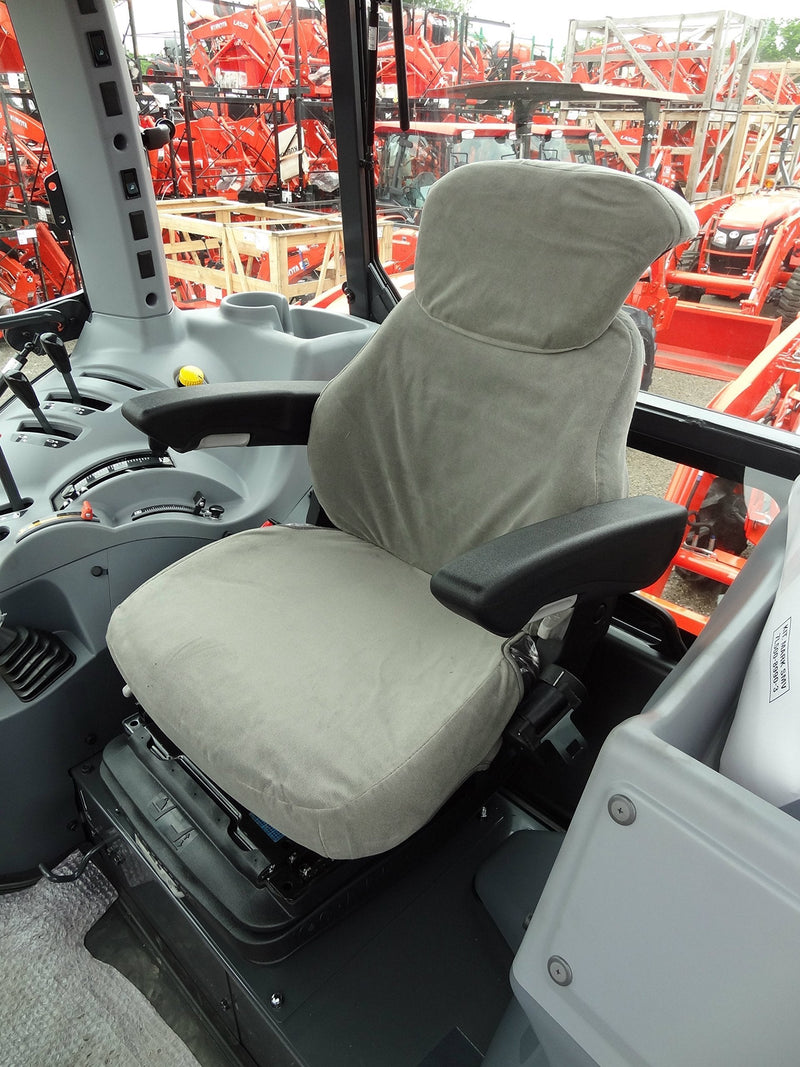  [AUSTRALIA] - Durafit Seat Covers, Orange Kubota Seat Covers for Cab Tractors M6/M7,M95 M100 M105 M108 M110 M125 M126,M135 Cab Tractors in Gray Velour.