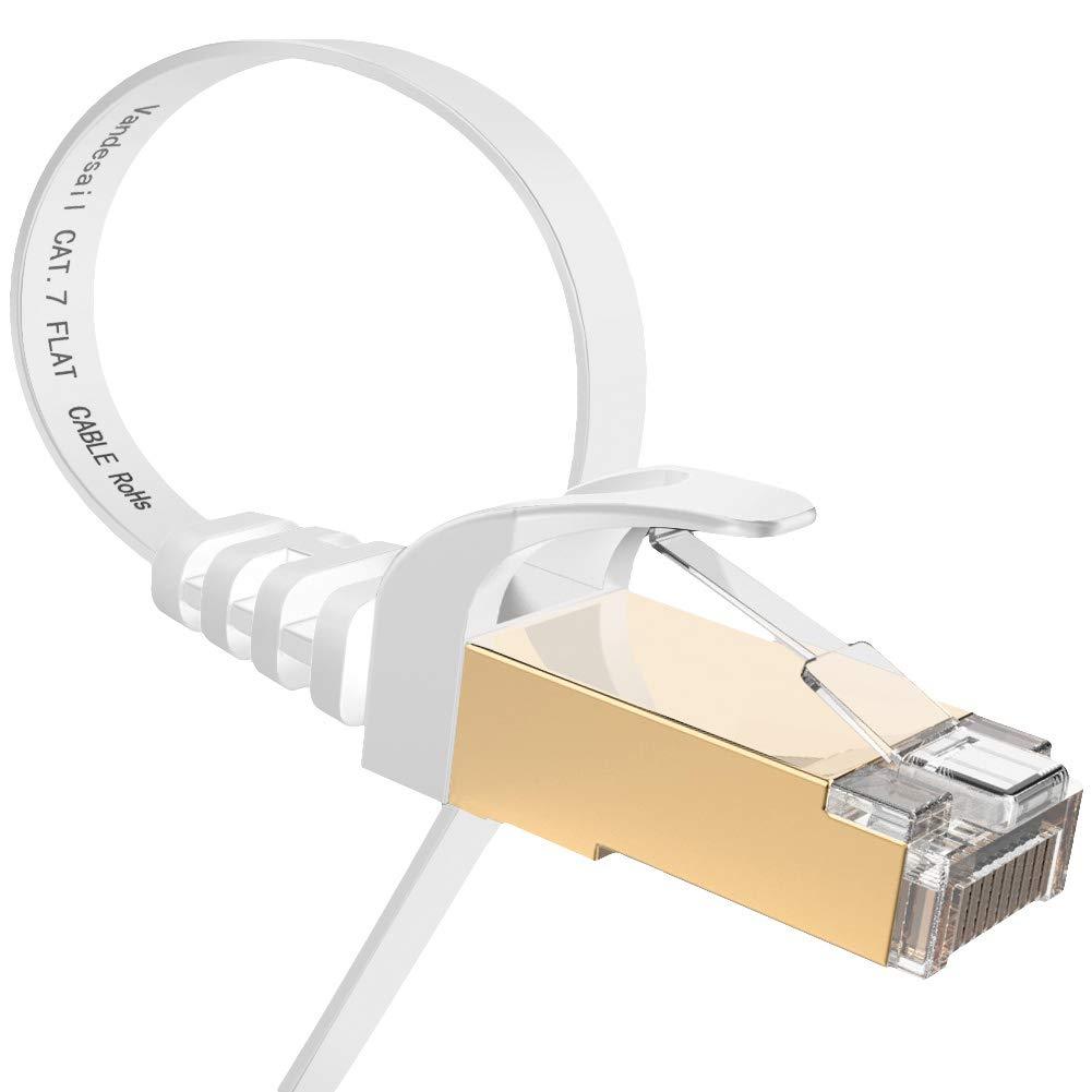  [AUSTRALIA] - Ethernet Cable, VANDESAIL CAT7 Network Cable RJ45 High Speed STP LAN Cord Gigabit 10/100/1000Mbit/s Gold Plated Lead (65ft, White-1pack) 65FT
