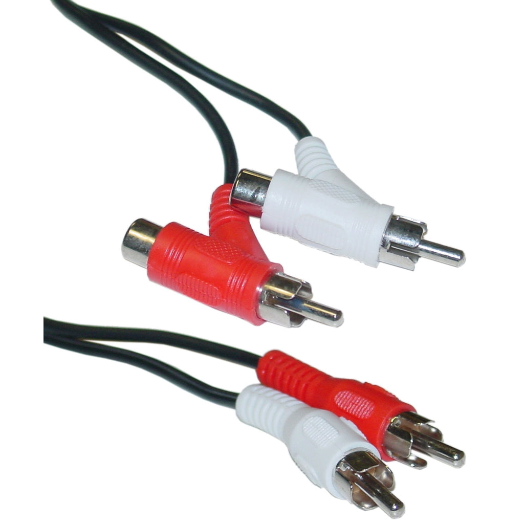 QualConnectTM RCA Audio Piggyback Cable, 2 RCA Male to 2 RCA Male + RCA Female Piggyback, 12 ft - LeoForward Australia