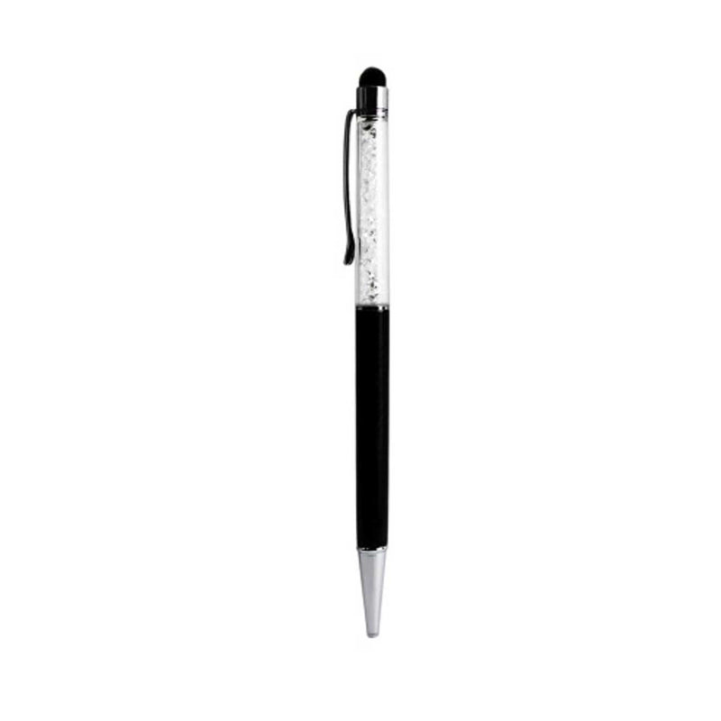Reiko Reiko Stylus Pen with Ballpoint Style Pen, Crystal and Clip Design for Universal Touchscreen Electronic Device Black - Styli - Retail Packaging - Black - LeoForward Australia