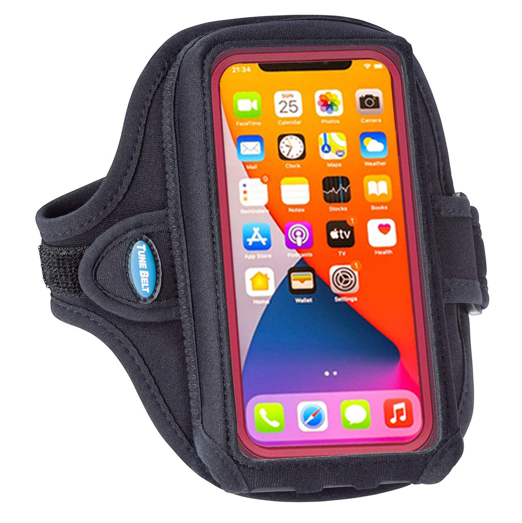  [AUSTRALIA] - Tune Belt AB92 Cell Phone Running Armband Holder for iPhone 11/12/13 Pro Max, 11/XR/XS Max and Galaxy Note/Plus/Ultra (Extra Depth fits Large Case) For Workouts & Exercise Black