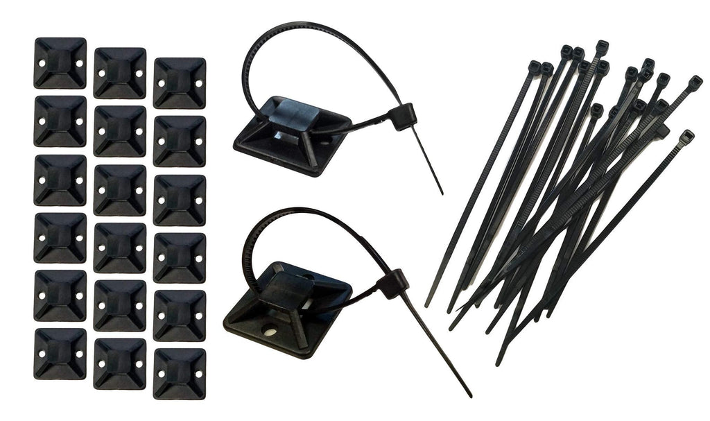  [AUSTRALIA] - 1.5" Adhesive Backed Mounting Bases with 8" Cable Ties - Black 1.5" Bases + Cable Ties
