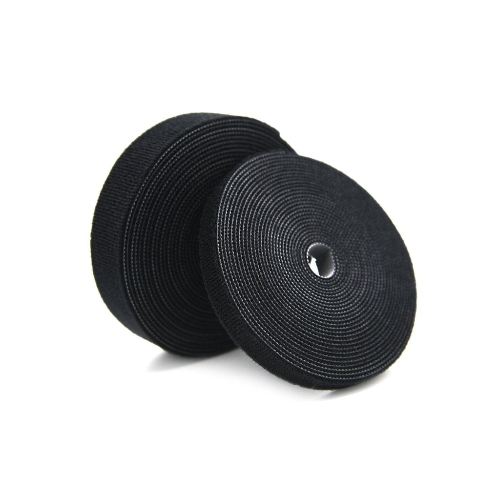  [AUSTRALIA] - Patu Reusable Multi-Purpose Fastening Tape Cable Ties - 2 Rolls (5 Yards x 0.5" & 5 Yards x 1") Hook and Loop Cord Management Wire Organizer Straps, Black 2 pcs (5 yd x 1" + 5 yd x 1/2")
