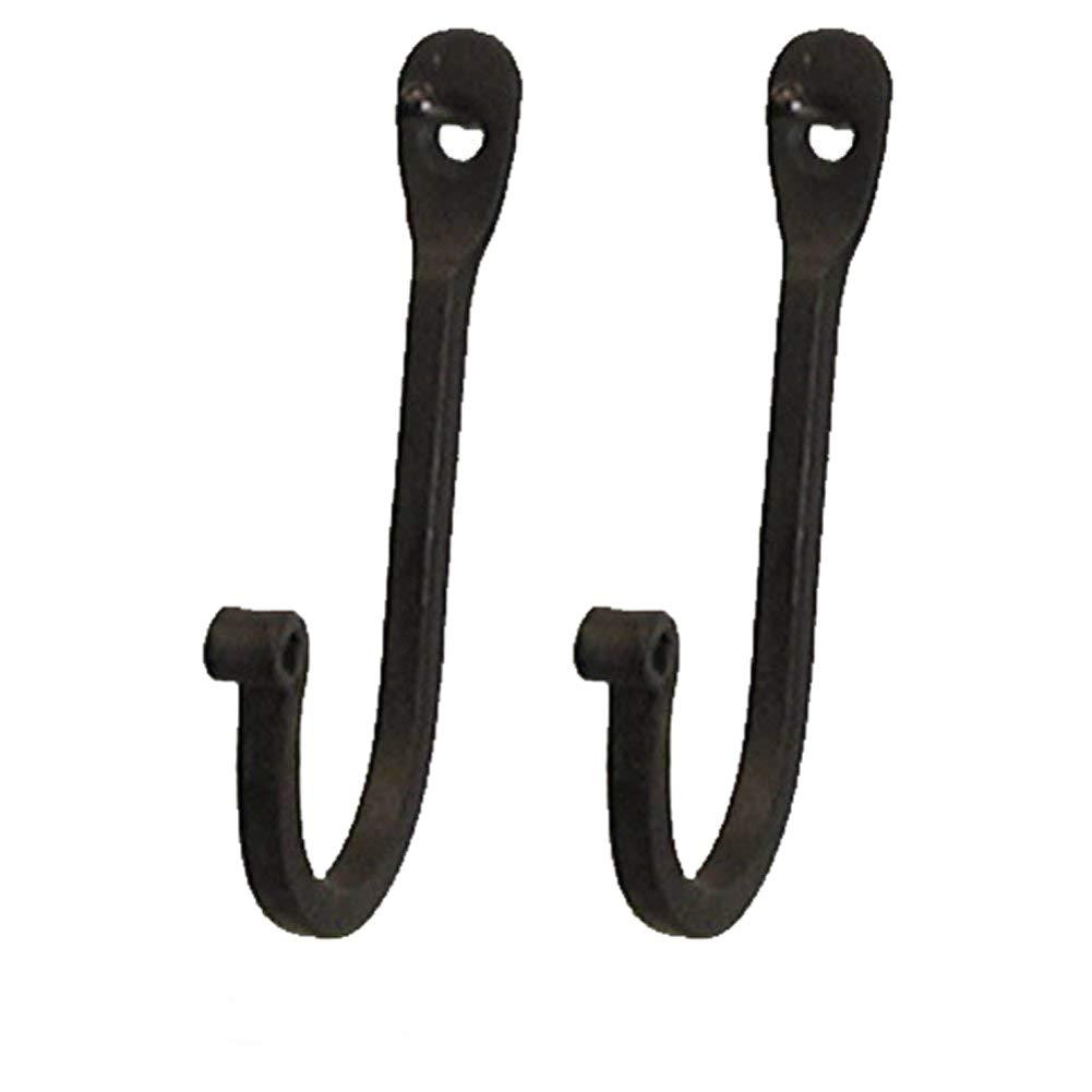 CTW 720002 Early American Single Prong Wrought Iron Hooks, Set of 2 – Rustic Curved Metal Fasteners – Decorative Colonial Wall Décor - LeoForward Australia