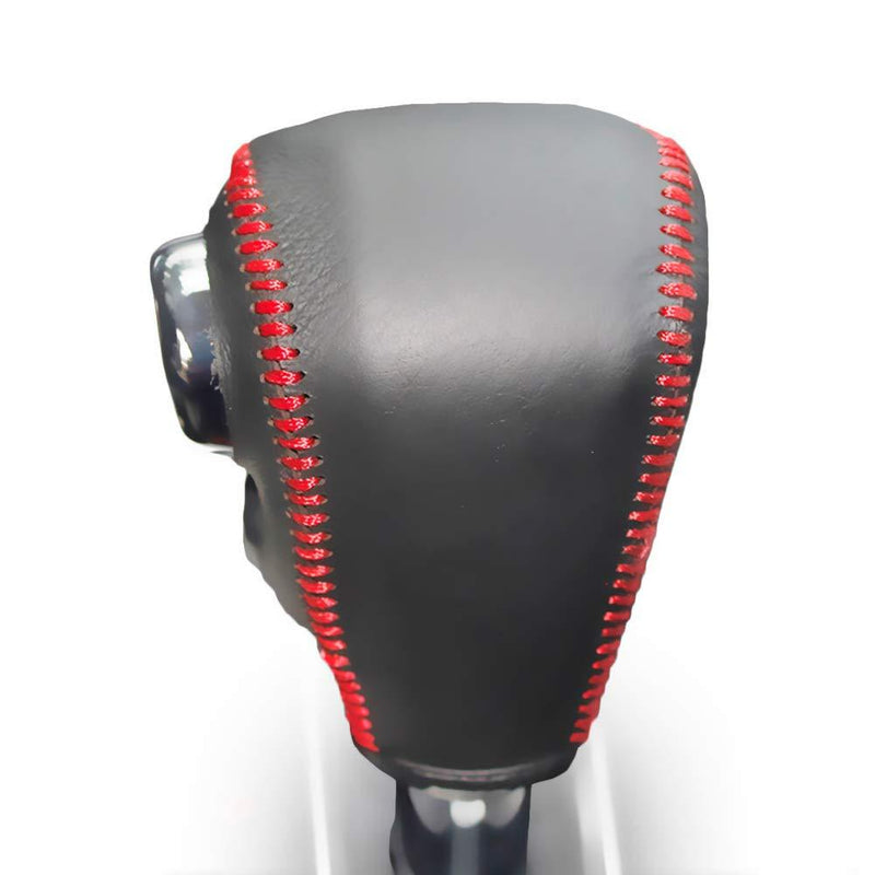  [AUSTRALIA] - JI Loncky Black Genuine Leather Gear Shift Knob Cover for Honda CRV 2012 2013 2014 Automatic Accessories (Black Leather,Red Thread) Black Leather,Red Thread