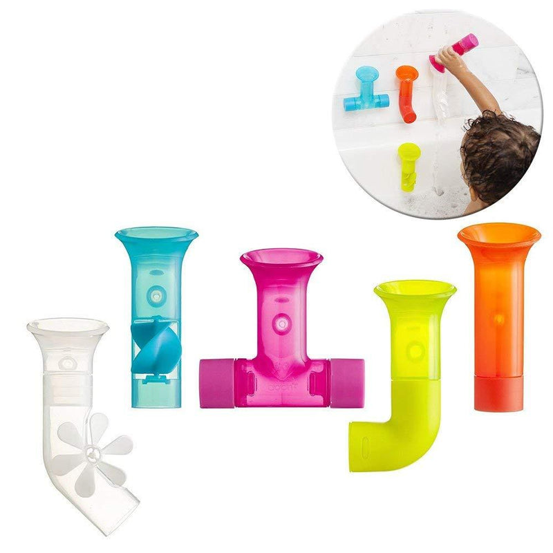  [AUSTRALIA] - Boon Building Bath Pipes Toy, Set of 5 Blue