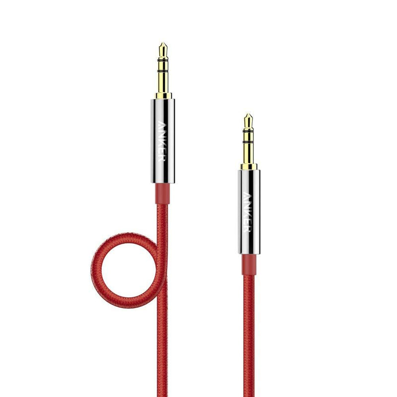 Anker 3.5mm Nylon Braided Auxiliary Audio Cable (4ft / 1.2m) Tangle-Free AUX Cable for Headphones, iPods, iPhones, iPads, Home/Car Stereos and More (Red) - LeoForward Australia