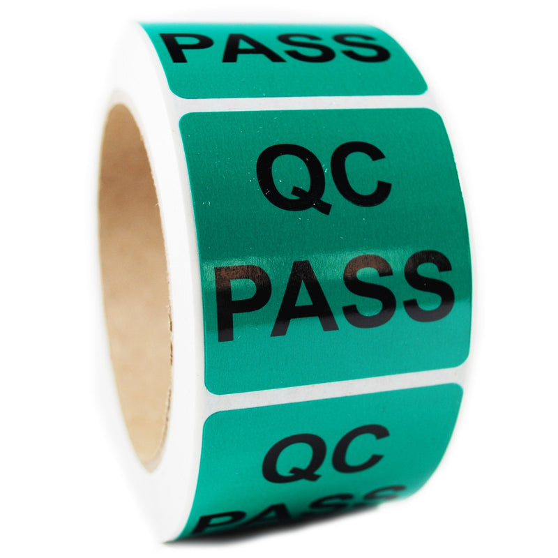 Glossy Green"QC Pass" Sticker Label - 2" by 2" - 500 ct - LeoForward Australia