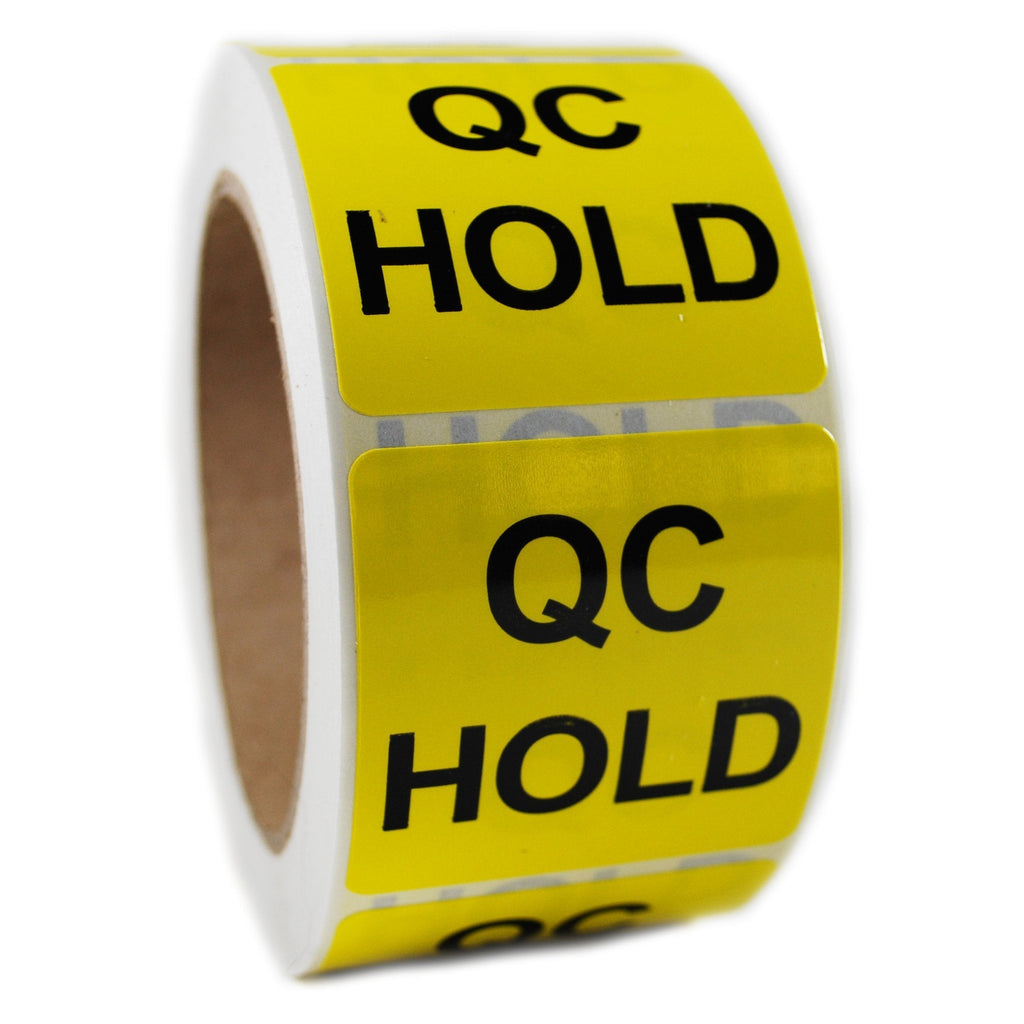 Glossy Yellow"QC Hold" Sticker Label - 2" by 2" - 500 ct - LeoForward Australia