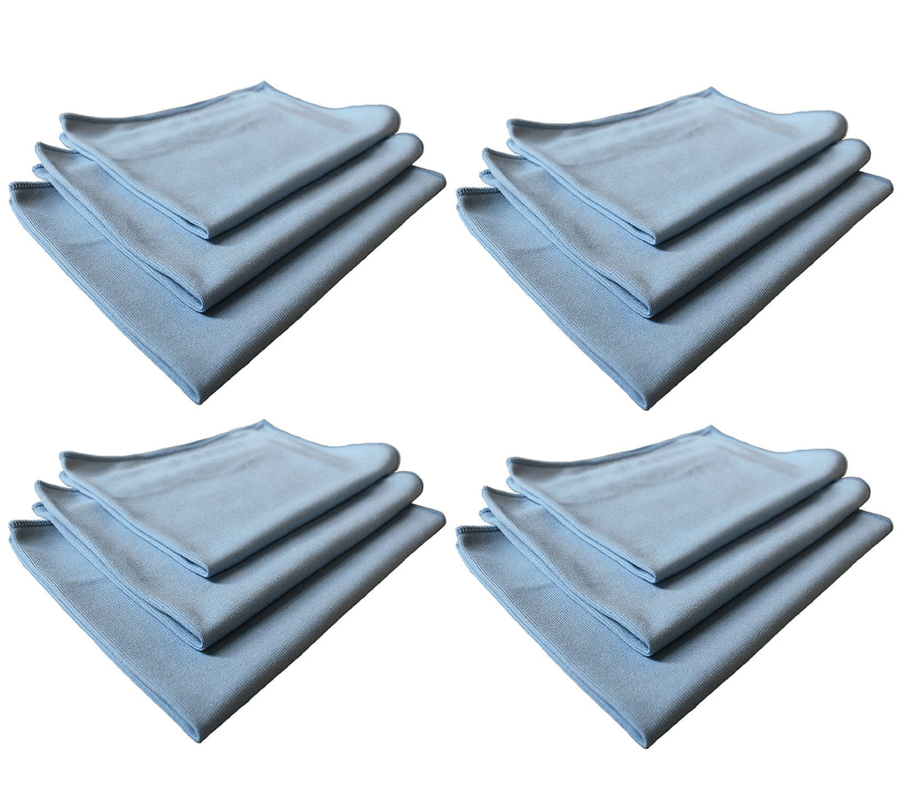  [AUSTRALIA] - Real Clean 16x16 Blue Microfiber Window Glass Cleaning Towels (Pack of 12) 12 Pack