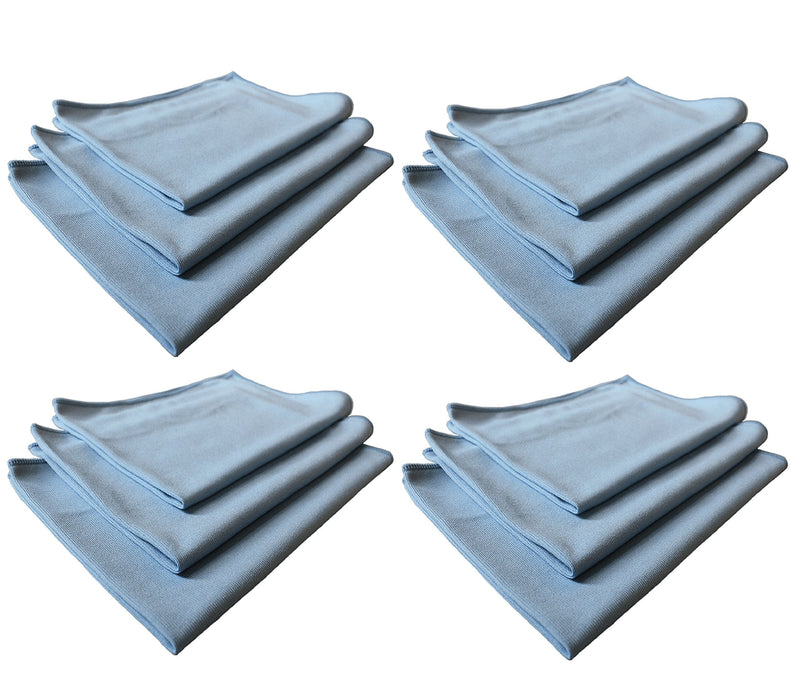  [AUSTRALIA] - Real Clean 16x16 Blue Microfiber Window Glass Cleaning Towels (Pack of 12) 12 Pack