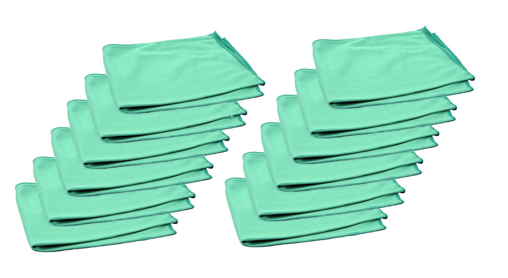  [AUSTRALIA] - Real Clean 16x16 Green Microfiber Window Glass Cleaning Towels (Pack of 12) 12 Pack