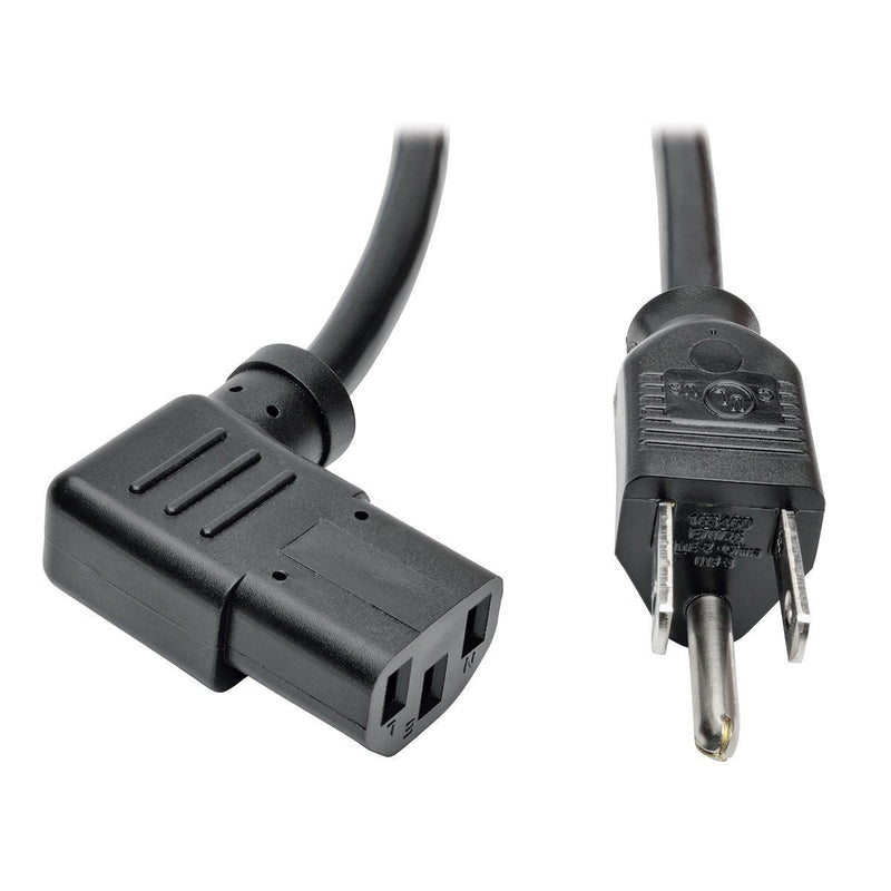 Tripp Lite Standard Computer Power Cord, 10A, 18AWG (NEMA 5-15P to Right Angle IEC-320-C13) 14-ft. (P006-014-13RA) 14 ft. Right Angle - LeoForward Australia