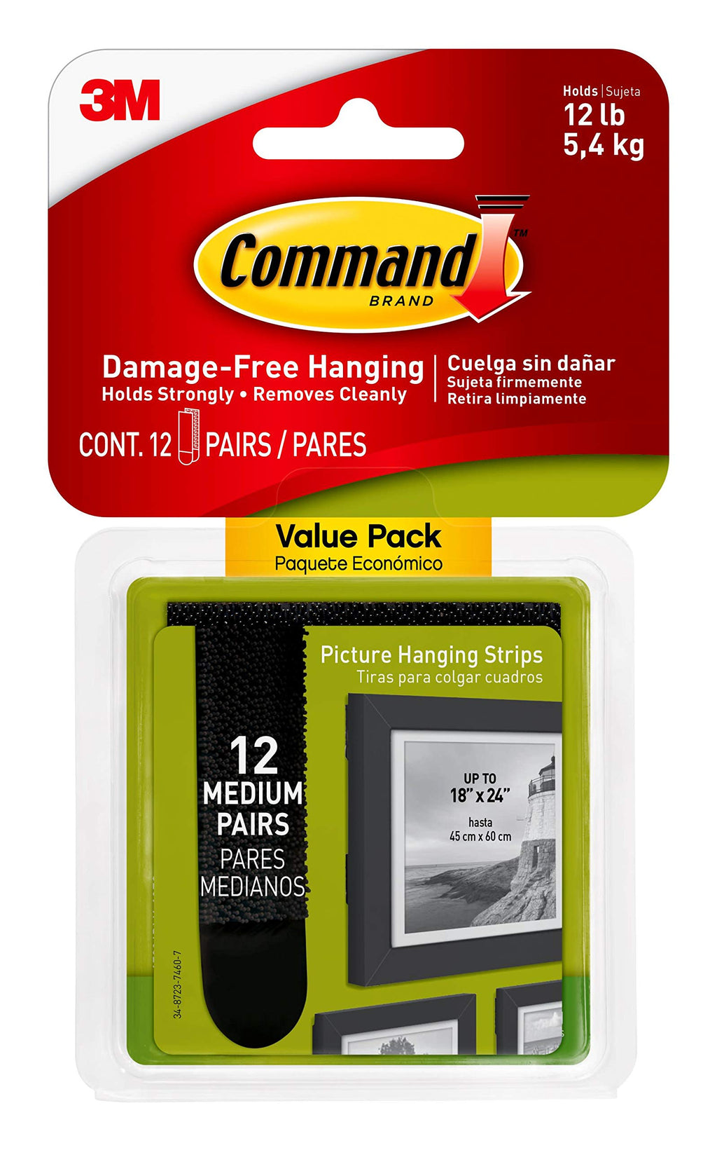  [AUSTRALIA] - Command Black Picture Hanging Strips, 12 pairs (24 strips), Medium, Decorate Damage-Free (17204BLK-12ES)