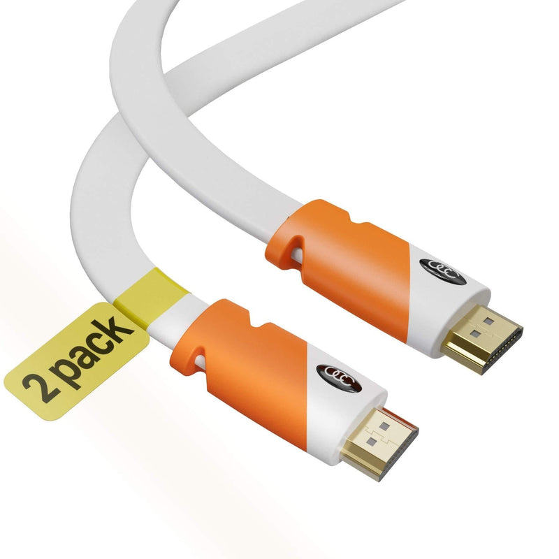 Flat HDMI Cable 1.5 ft - 2 Pack - High Speed HDMI Cord - Supports, 4K Video at 60 Hz, 3D, 2160p - HDMI Latest Standard - HDCP 2.2 Compliant, CL3 Rated - 1.5 Feet 1.5 feet 2-pack - LeoForward Australia