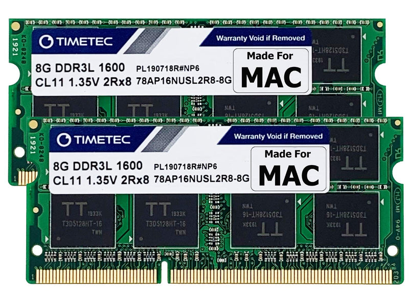  [AUSTRALIA] - Timetec 16GB KIT(2x8GB) Compatible for Apple DDR3L 1600MHz for Mac Book Pro(Early/Late 2011,Mid 2012), iMac(Mid 2011,Late 2012,Early/Late 2013,Late 2014,Mid 2015), Mac Mini(Mid 2011,Late 2012) MAC RAM 16GB KIT(2x8GB)