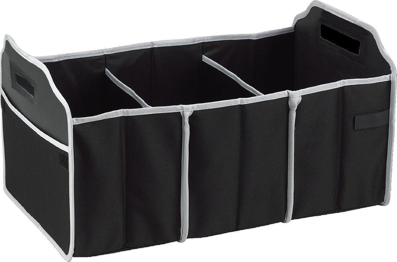  [AUSTRALIA] - Focus Car Trunk Organizer, 3 Large Sections Collapsible Folding Storage Bin, Black