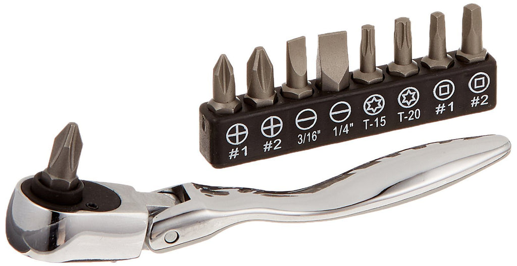  [AUSTRALIA] - Titan 11212 4-1/8-Inch Flex-Head Offset Micro Ratcheting Driver and Bit Set