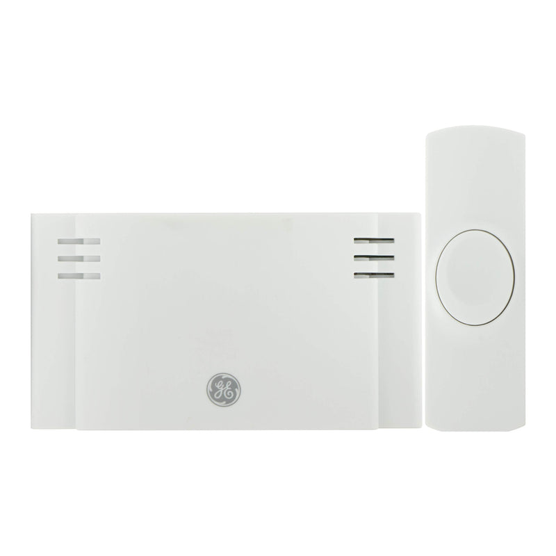  [AUSTRALIA] - GE Wireless Doorbell Kit, Battery-Operated Receiver, 1 Push Button, 2 Melodies, 4 Volume Levels, 150 Ft Range, Mountable, White, 19247