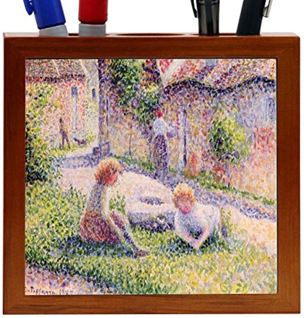  [AUSTRALIA] - Rikki Knight Georges-Pierre Seurat Art Children on a Farm Design 5-Inch Wooden Tile Pen Holder (RK-PH3043)