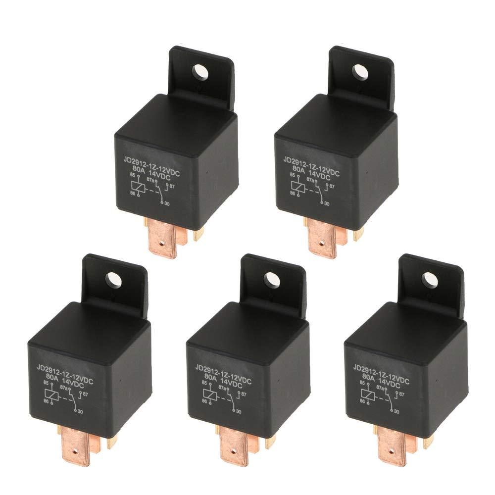  [AUSTRALIA] - ESUPPORT Heavy Duty Car Boat 12V 80A Relay Switch 5Pin SPDT Copper 9.5mm Terminal Pack of 5