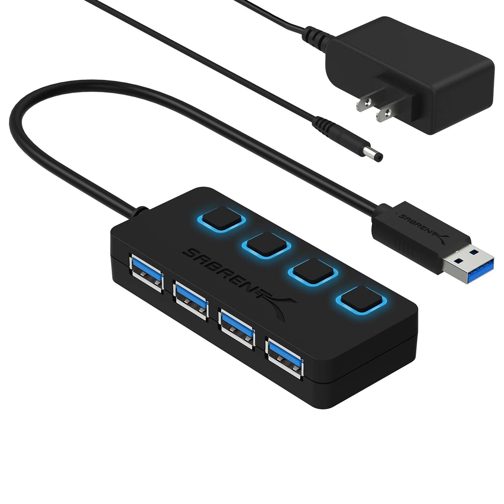  [AUSTRALIA] - Sabrent 4-Port USB 3.0 Hub with Individual LED Lit Power Switches, Includes 5V/2.5A Power Adapter (HB-UMP3)